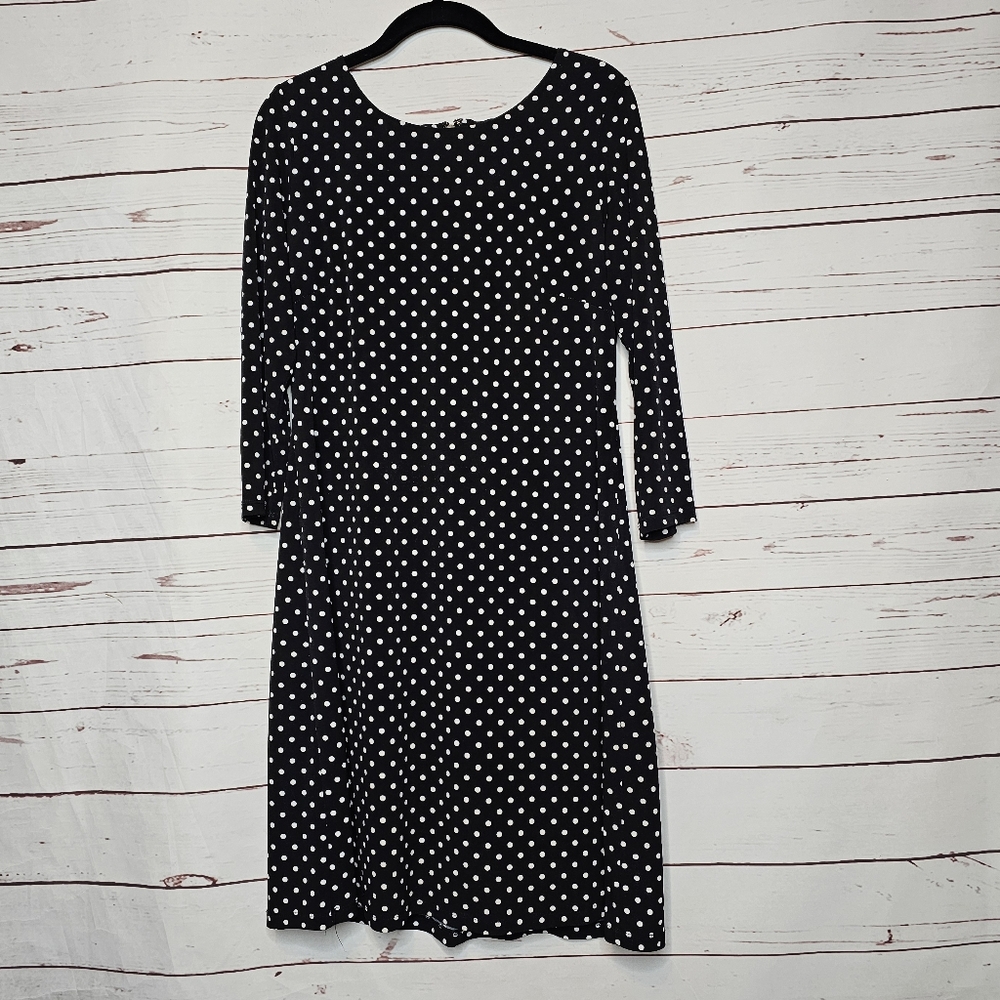 Tommy Hilfiger Black and White Polka Dot Long Sleeve Dress